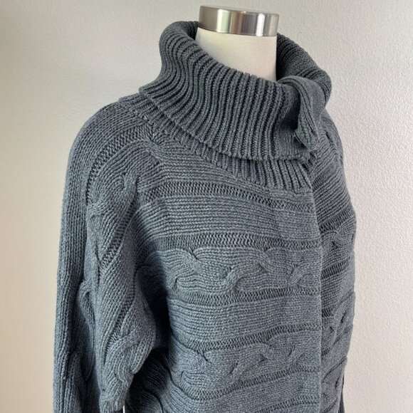 NEW $129 Talbots Womens XL Gray Cable Knit Jacket Cardigan Snap Button Up - Picture 2 of 14